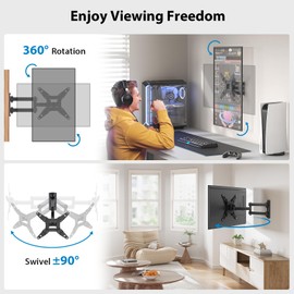 Pipishell Full Motion TV Monitor Wall Mount Bracket Swivel Tilt Extension Rotation for Echo Show 21/15 and Most 13-42 Inch LED LCD Flat Curved Screen TVs & Monitors, Max VESA 200x200mm up to 44lbs