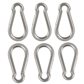 Performore 6 Pack of 2 1/4 Inches Stainless Steel Safety Spring Snap Hook Carabiner, Multi-Purpose Heavy Duty Stainless Steel Carabiner Clips for Keys Swing Set Camping Fishing Hiking Traveling