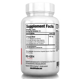 Re+Gen Nutrition Lysine Rescue, Amino Acid Supplement for Stronger Immune Health & Collagen Synthesis in Women & Men, Promotes Lips & Skin Health, Natural, Pure L-lysine, 90 Capsules, 45 Day Supply