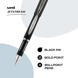 Uni-Ball Uniball Jetstream Stick Pen 3 Pack; 1.0mm Medium Black Pens; Wirecutter Best Pen; Ballpoint Pens; Ballpoint Ink Pens | Office Supplies; Ballpoint Pen; Colored Pens; Fine Point; Smooth Writing Pens