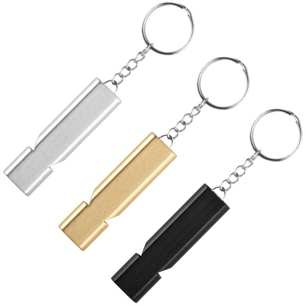Jinlaili 3 x Survival Whistle with Key Ring, Emergency Whistle, Referee Whistle, High Decibel Aluminium Signage Whistles for Rescue, Travel, Sports, Pet Training, Camping