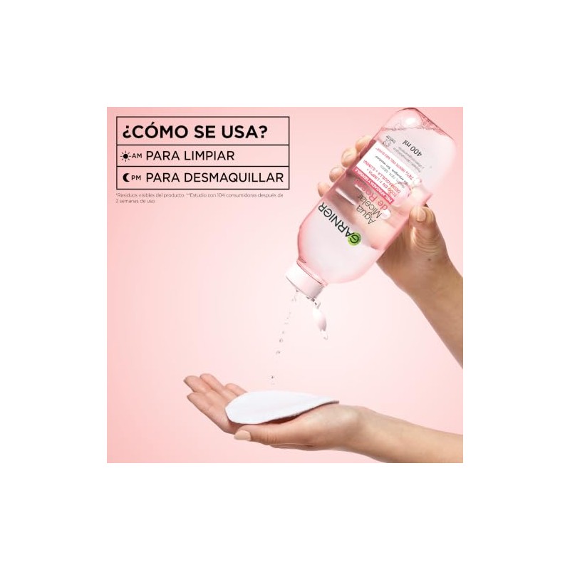Garnier Skin Active Agua micelar desmaquillante con Agua de Rosas,