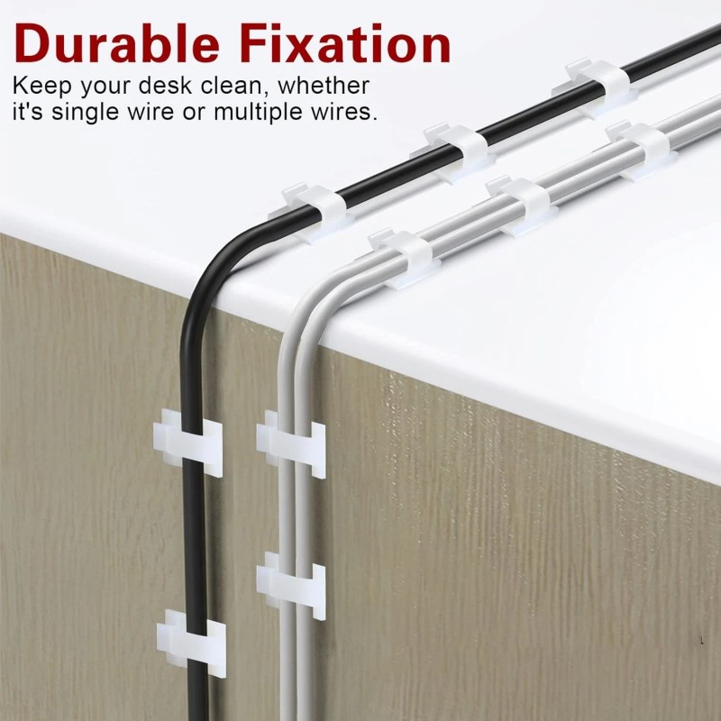 XHF 120 Pcs XHF Adhesive Cable Wire Clips White