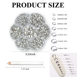 HARY Hotfix Rhinestones Set,Crystal, Mixed 7 Sizes SS5 - SS20, 2400PCS