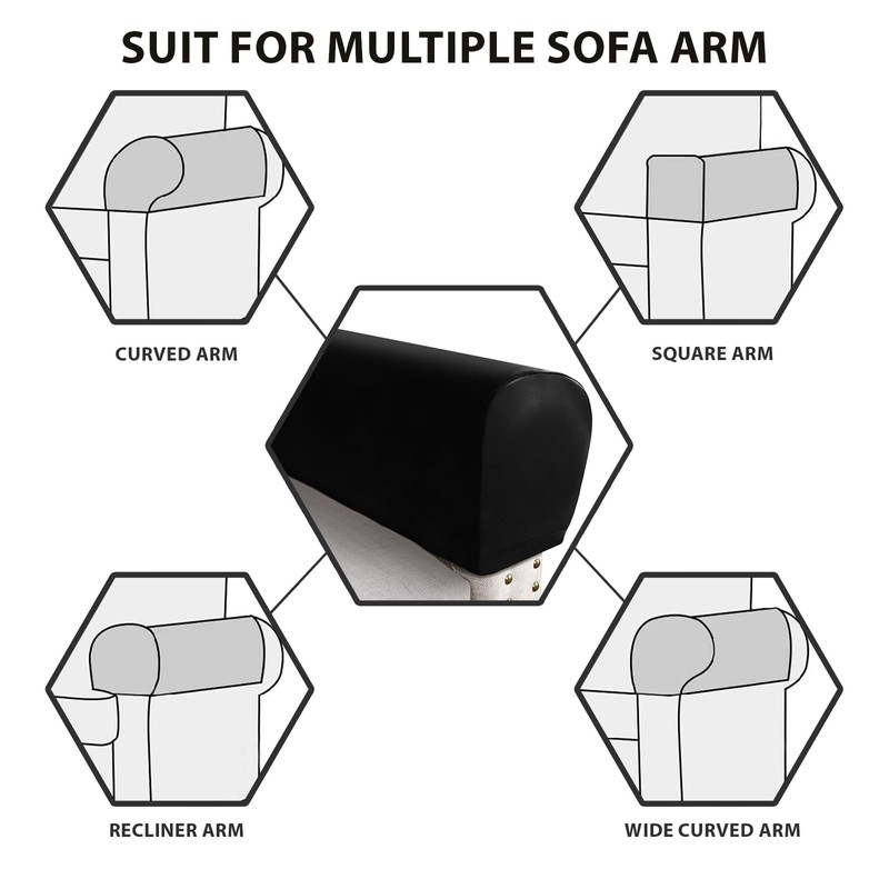 PU Leather Armrest Covers for Sofa Couch Arm Slipcover Set