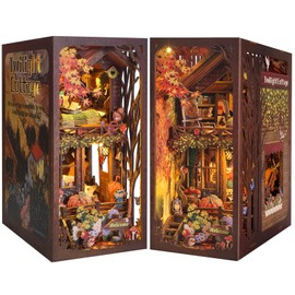 ETKVR Book Nook Kit - DIY Miniature House Dollhouse Kit 3D Puzzles for Adults, Gifts for Family and Friends Bookshelf Decor Tiny House Model Build with Dust Cover