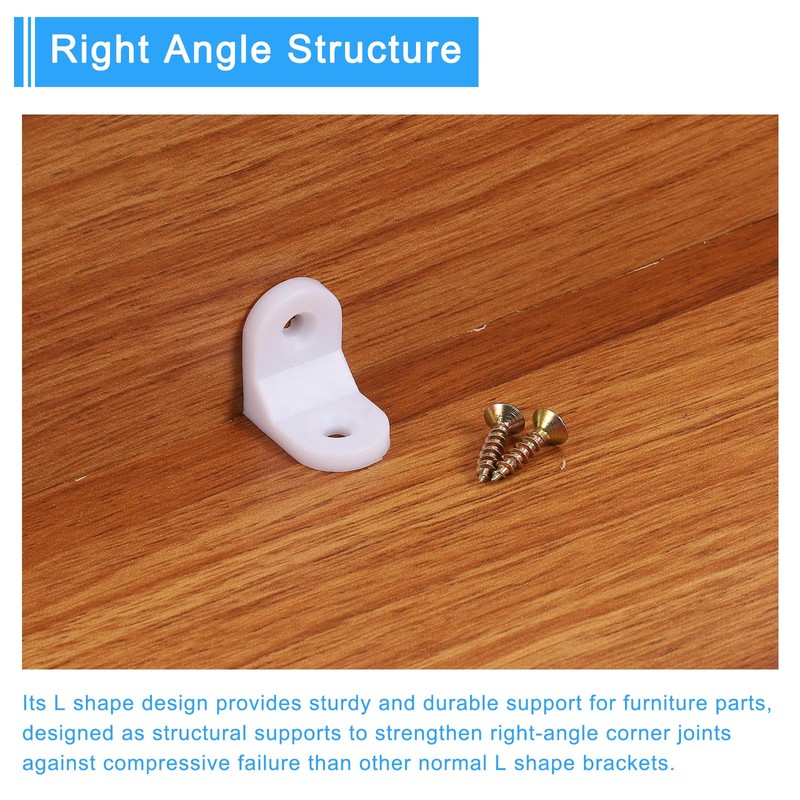 sourcing map 100Pcs 90 Degree Plastic Corner Braces, 24x17x24mm Nylon