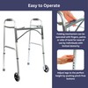 Foldable Lightweight Two Button Walker with 5” Wheels, Includes Ski
