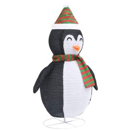 Mani Christmas Decor 4 ft Snow Penguin, 120 LED Light, White and Black