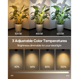 GOODEA Spotlights Indoor with Remote, 3000mAh Rechargeable Battery Plant Spotlight Indoor, Wireless Uplighting with 3 Colors & Dimmable, LED Picture Light for Painting, Artwork Accent Lighting(2 Pack)