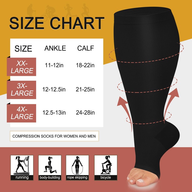 FuelMeFoot Plus Size Compression Socks Wide Calf for Women &