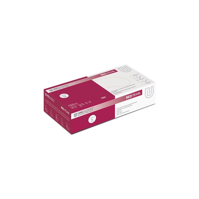 Unigloves Powder Free Nitrile Gloves – Red – Red Pearl