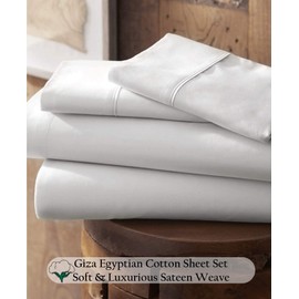 Giza Cotton Sheet Split California King - 1000-Thread-Count Giza-Egyptian-My-Sheets-Pillow 100% Egypt Grown Long Staple Cotton Soft, 15-Inch Deep Pockets 5-PC 1000TC Sheet Set - White