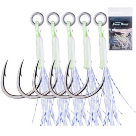 Goture Fishing Assist Hooks,Jigging Hooks Single Assist Hooks Kit, Jig Hooks Saltwater, Assist Fishing Hooks for Slow Pitch Jigs Fast Fall Jigs Vertical Jigging Lures