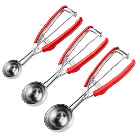 Cookie Scoop Set, 3Pcs Ice Cream Scoopers, 18/8 Stainless Steel Cookie Dough Scoop with Trigger Release, Thickened Cookie Scoops for Baking and Ice Cream (1.57inch/ 1.97inch/ 2.36inch)