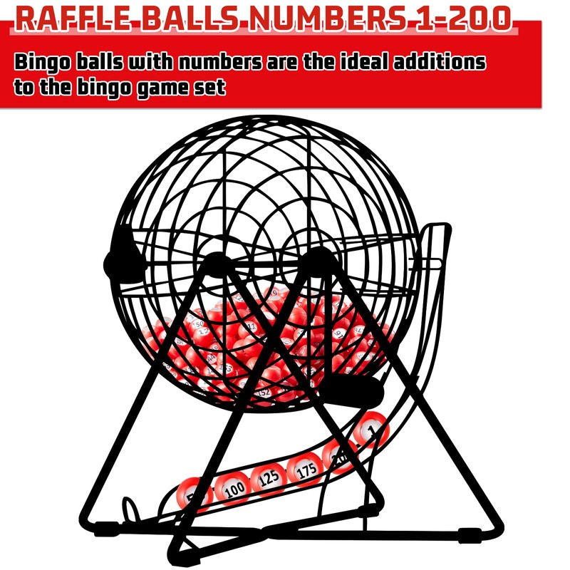 Liliful 200-Piece Raffle Bingo Ball Set - Numbered 1-200 with