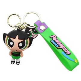 TCB Creations Powerpuff Cartoon Buttercup 3D Silicone Charm Keychain Keyring