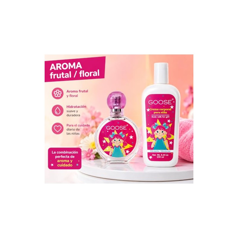 GOOSE Crema Corporal para Niña 250 ml, Aroma Frutal Floral