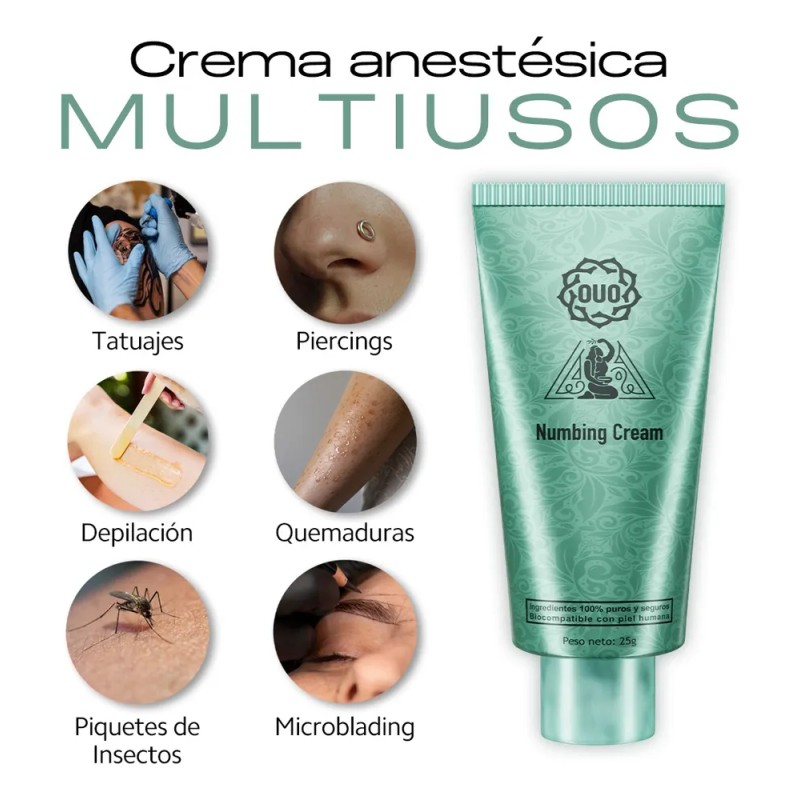 Crema Anestesia Ouo 25g Para Tatuajes Sin Dolor, Calmante