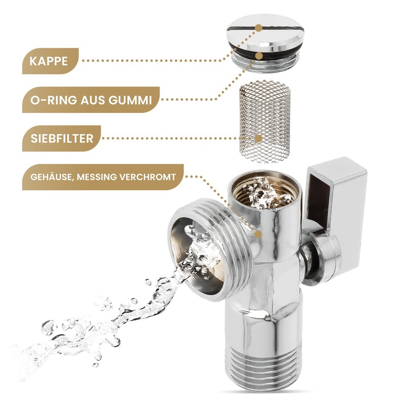 Angle Valve with Filter 1/2 Inch Male x 3/4 Inch