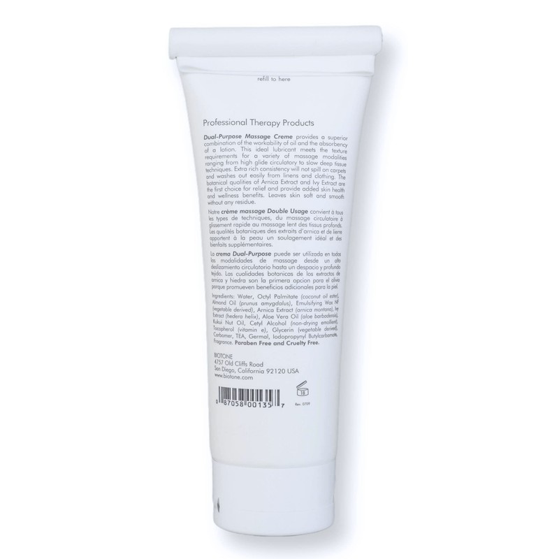 BIOTONE Dual-Purpose Massage Crème with Arnica and Ivy Extracts, Pure
