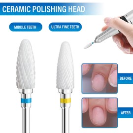 EORPAVU Electric Nail Drill Bits 2 Piece Nail Drill Bit Set Nail Clipper Drill Bit Set Ceramic Nail Drill Bit Attachment Corn Shaped Ceramic Drill Bit