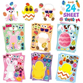 24 Sheets Easter Stickers Easter Basket Stuffers DIY Happy Easter Egg Bunny Sticker Easter Crafts Stickers, Easter Gifts Decor Treats Games Activities Party Favor Supplies