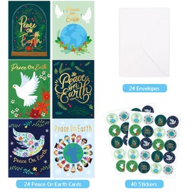 ceiba tree Christmas Cards 24pcs Peace Dove Greeting Card Christmas Note Cards with Envelopes and Stickers
