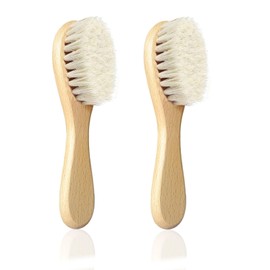 2PCS Molylove Baby Hair Brush, Wooden Baby Brush for Newborns & Toddlers, Kids, Super Soft Goat Bristles Brush,Toddler Hair Brush,Ideal for Cradle Cap