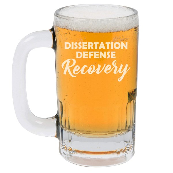 12oz Beer Mug Stein Glass Dissertation Defense Recovery Funny Phd