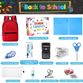Gilprop 65 Pcs 2025 High School Supplies Kit with Backpack, Back to School Supplies Bulk College Bundle Essential Stuff Notebook Calculator for Senior Student Teen Classroom(Red)