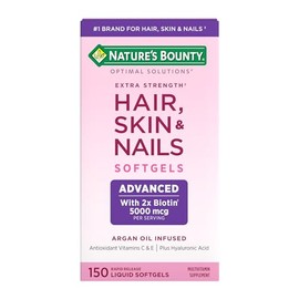 Nature's Bounty Advanced Hair, Skin & Nails, Argan-Infused Vitamin Supplement with Biotin and Hyaluronic Acid, 150 Rapid Release Softgels, 50 Total Se