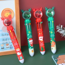 Christmas Color Click Ballpoint Pen, Student Writing & Journaling Pen lf1254 One Size/No.2 50ea