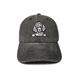 ZKFE Dog Lover Gifts, Embroidered Poodle Baseball Cap for Men Women, Washed Black Embroidery Adjustable Snapback Dad Hat