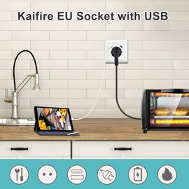 USB Socket System 55, Schuko Flush-Mounted Socket with USB Connection and Type C (Max. 3.4 A) Protective Contact Socket, Fits Standard Flush-Mounted Socket, Wall Socket for Smartphone, Tablet, MP3