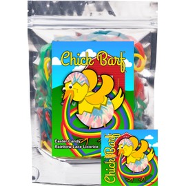 Chick Barf Rainbow Lace Licorice Funny Unique Easter Basket Gag Gift Candy for Birthday Girls, Boys and Teens (5.5 Ounces)