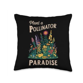 Pollinator Garden Design Wildlife Flowers Native Plants Throw Pillow