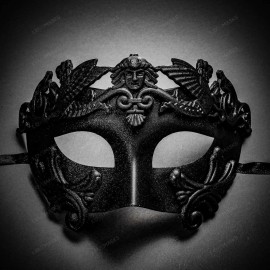 ILOVEMASKS Roman Greek Emperor Masquerade Venetian Mask | Men Ball Dance Mask Black