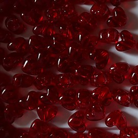 BeadExplosion Heart Beads Garnet Red Transparent Large Hole Pony Beads Pk50 Made in USA (B07878)