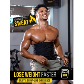 Sweat Spark Waist Trimmer for Men (Black, 9XL) - Sweat More, Shape Your Back & Abdomen, Wear During Workout