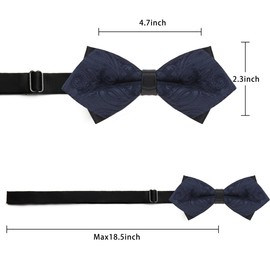 SUPKID Men's Bow Tie - Exquisite Pointed Design with High - Density Weave & Durable Alloy Clasp. Ideal for Weddings, Graduation Ceremonies, Formal Galas and Special Parties - Navy Blue Paisley