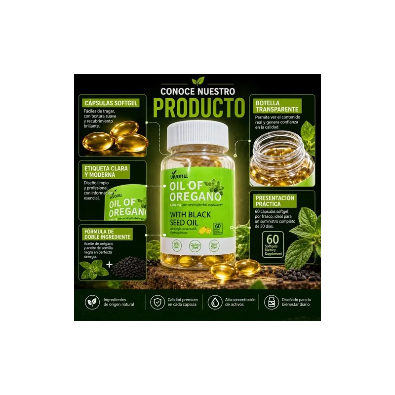 Aceite De Orégano Herbal En Cápsulas Blandas