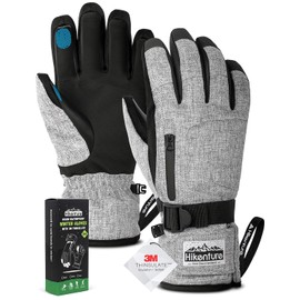 Hikenture Guantes de esquí para nieve para hombres y mujeres, 3M Thinsulate impermeables guantes de snowboard, guantes aislados para pantalla táctil para clima frío, guantes de esquí cálidos con bolsillo