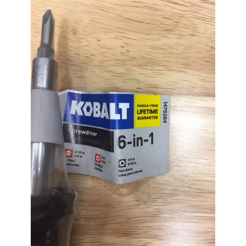 Kobalt 6 in 1 Multi-Bit Screwdriver Chrome Plated 67340 Blue