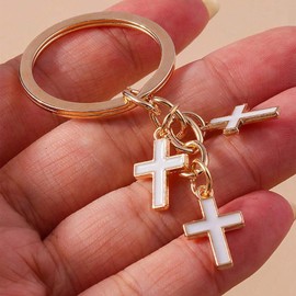 Christian Cross Keychain for Women Men Cute Small Religious Charm Accessories Faith Based Gift for Everyday Carry