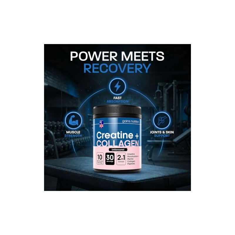 GN Creatine + Marine Collagen Powder, Unflavoured, 5g Creatine Monohydrate