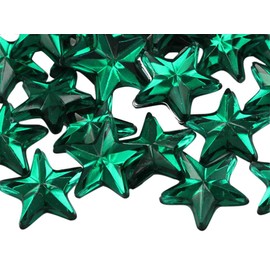 Allstarco Star Rhinestones Embelishments 15mm Flat Back Acrylic Plastic Gems for Jewelry, Crafts, Costumes, Invitations, Cosplay - 35 Pieces (Green Emerald .MD)