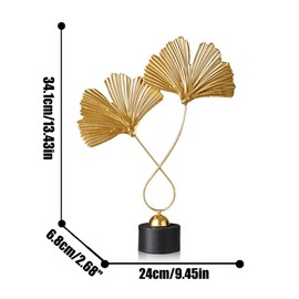 Creative Ginkgo Leaf Statue Decorative Statue Home Desktop Crafts Wrought Iron Desktop Artwork Creative Sculptures Metal Leaves Decoration for Living Room Hallway Bedroom Desktop Decor Housewarming