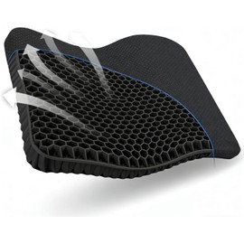 DORGKIRA Cojín de Silicona para Oficina, Alivio del Dolor de Coxis y Ciática, Ergonómico con Diseño Grueso Transpirable y Antideslizante, Funda Lavable, Ideal para Silla de Auto y Hogar (Negro)