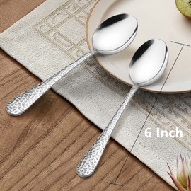 LIANYU 6 Pieces Children Stainless Steel Spoon, Cute Kids Toddler Spoons, Children Silverware Flatware Set, Kids Children Cutlery Set, Small Kid Utensil for Self Feeding